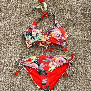 Gibson Latimer Red Floral Bikini